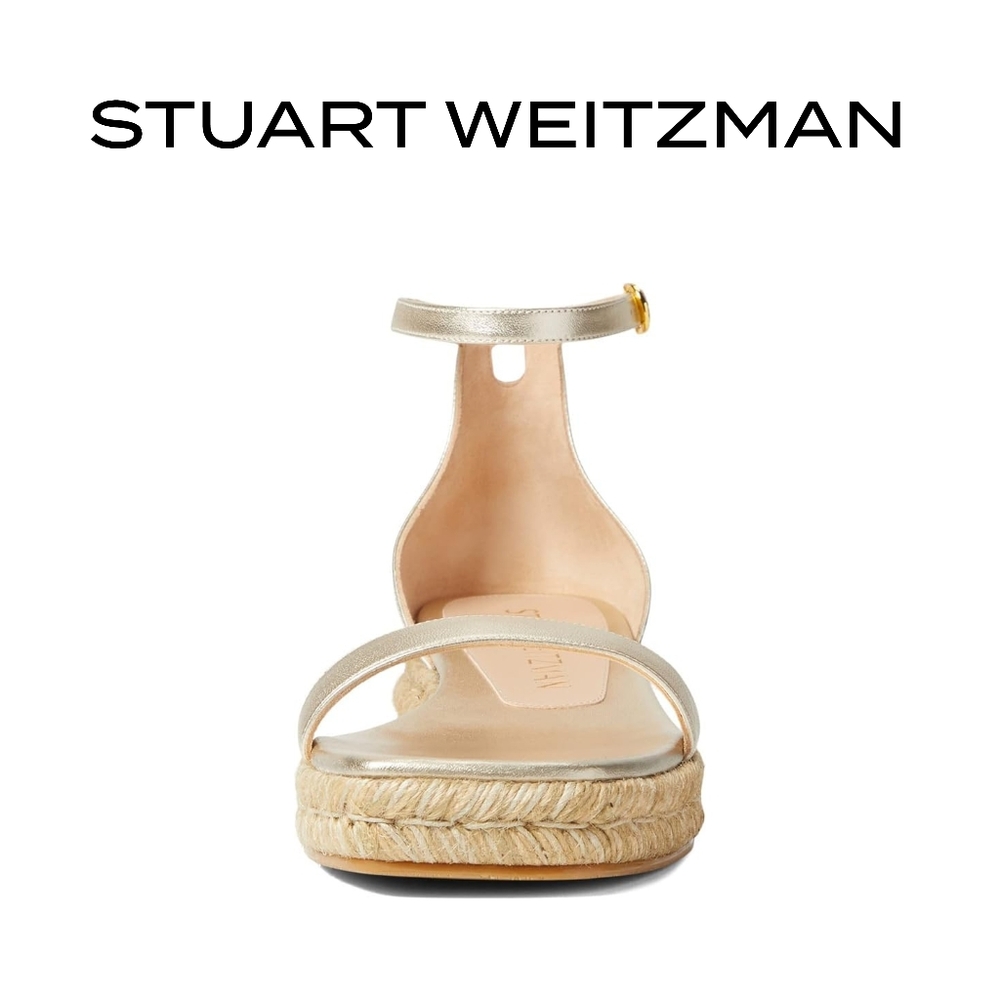 Stuart Weitzman Nudistcurve Espadrille Flat Sandal Platino - size 5 - Picture 3 of 3